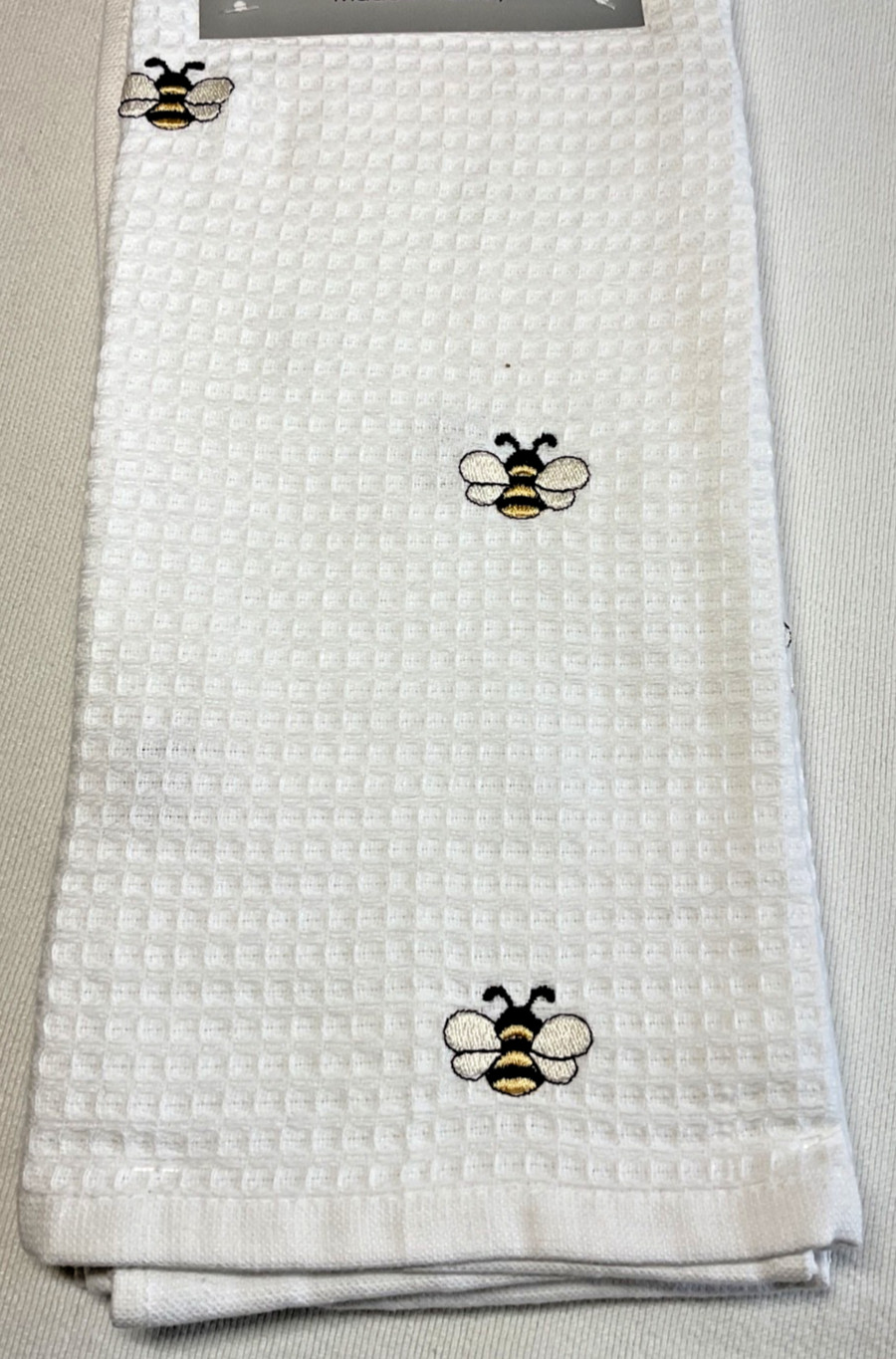 CORONET HOME KITCHEN TOWELS (2) WHITE YELLOW BEES 100% COTTON 18 x 28 in NWT gallery