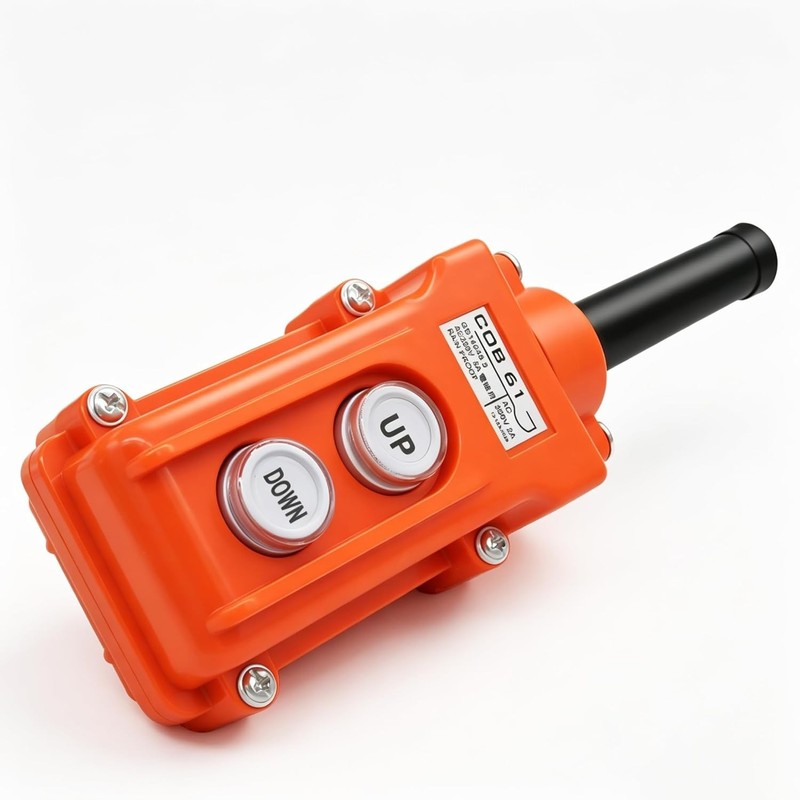 Durable Wall-Mounted Push Button Switch for Electric Hoists - Orange, Rated gallery