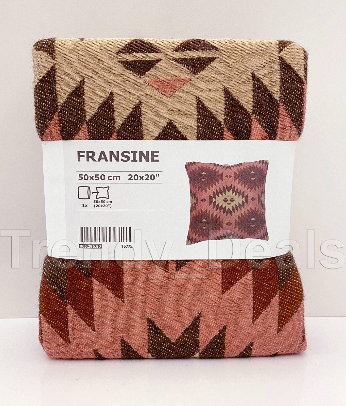 Ikea FRANSINE Pillow Cushion Cover Wool Blend 20"x20" Southwest Brown/Pink/Beige gallery