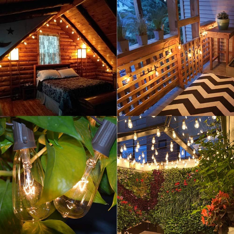 GOOTHY 10Ft Outdoor String Lights with 11 Clear Edison 10 Ft, 10FT-Brown gallery