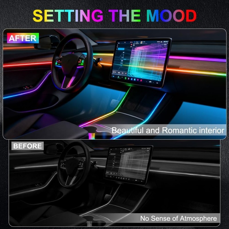 Acrylic Interior Car Ambient Lighting, Interior RGB LED Strip Kit with Music Syn gallery