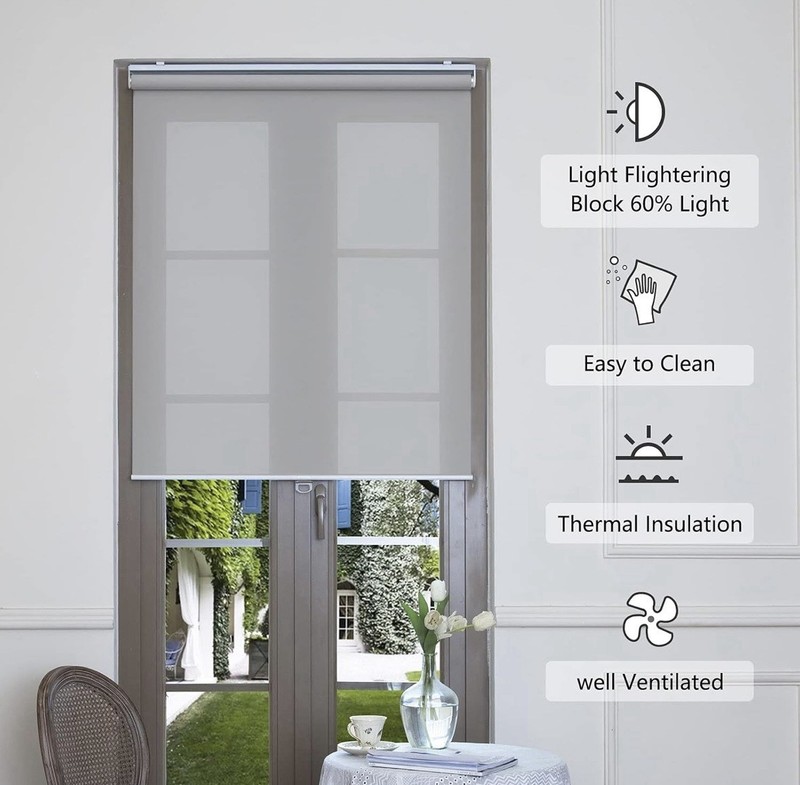 Cordless Roller Shades Light Filtering with 5% Openness 30" W x 72" H (Grey) gallery