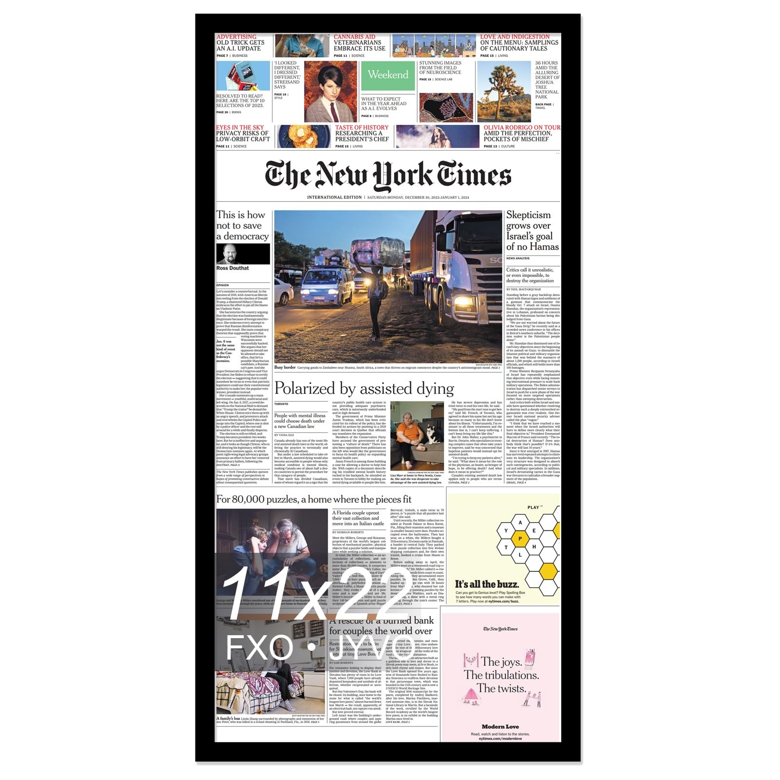 11x22 Newspaper Frame, Display 11 x 22 Inch Newspaper Front Page for Wall, Li gallery