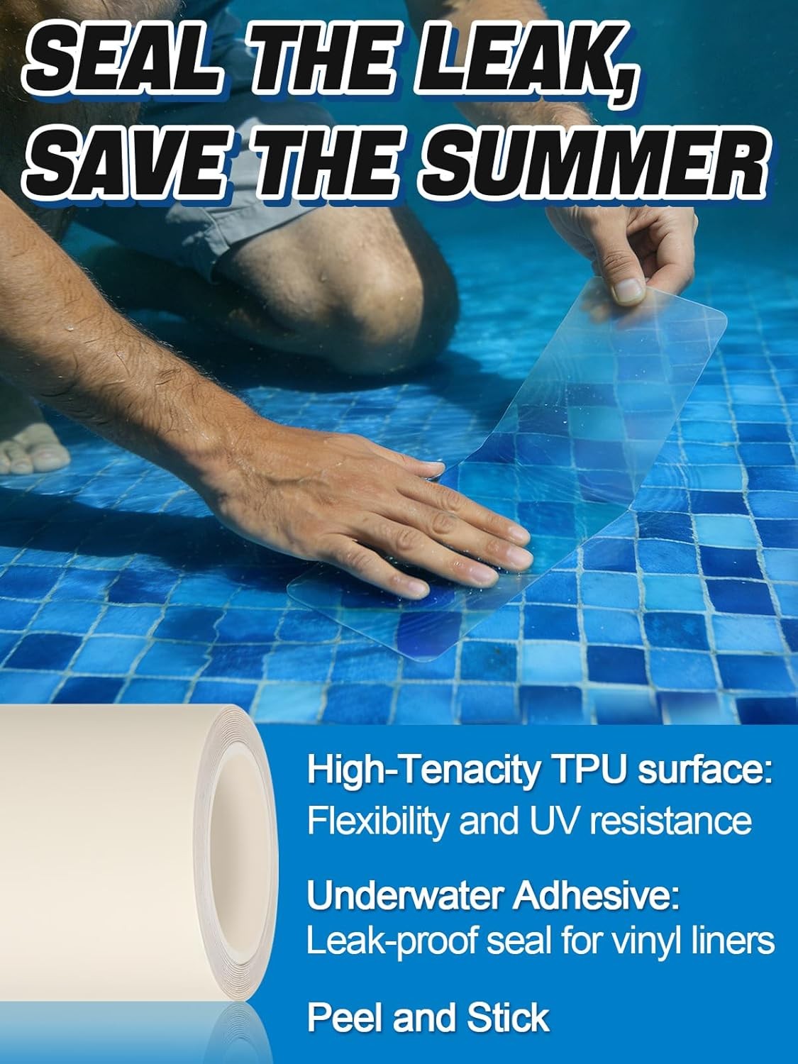 Pool Patch Repair Kit Underwater Vinyl Liner Patch Clear TPU Leak Repair gallery