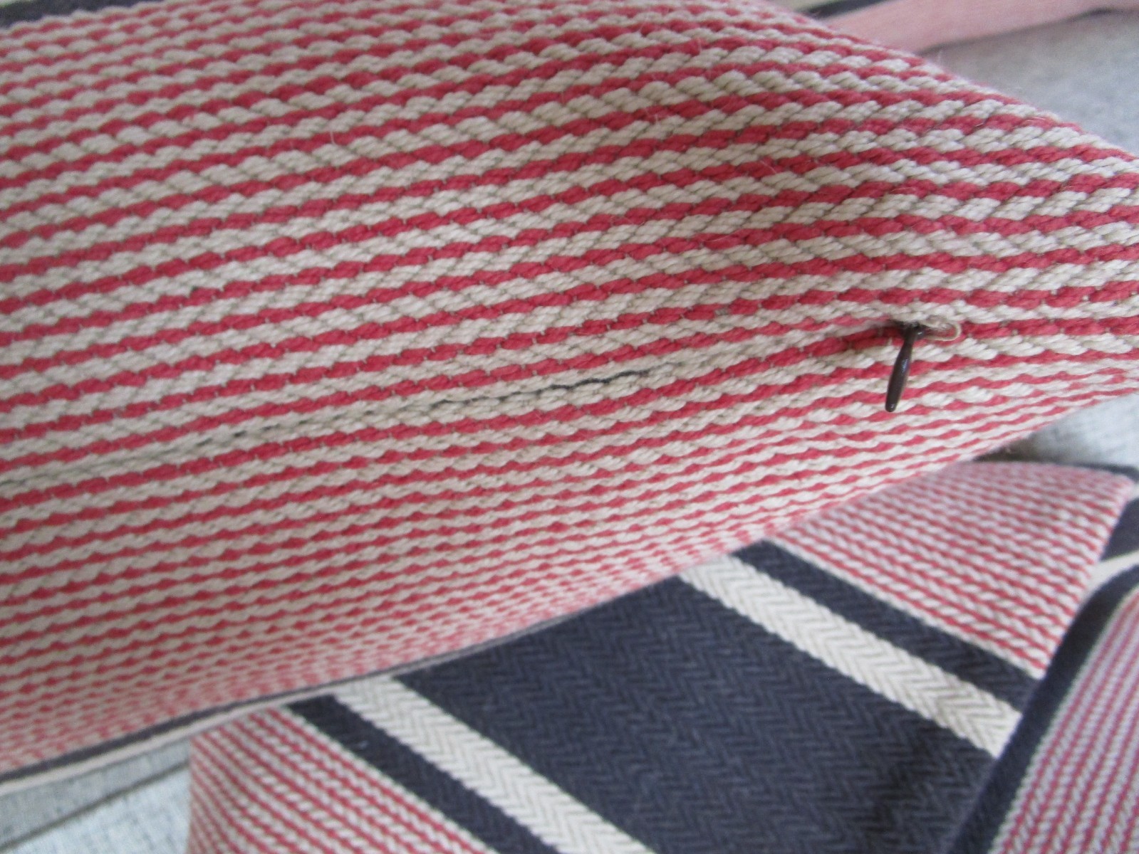 Designer Guild Providence Stripe Red Black Tan Dble Sided 22" pillow covers 3pcs gallery
