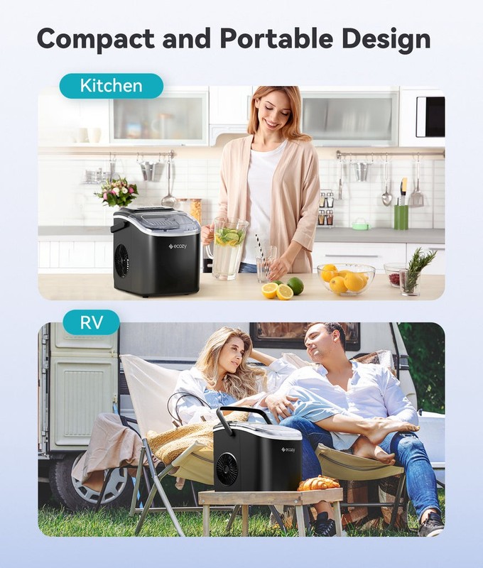26 lbs/24H Countertop Ice Maker Machine 6 Min Fast Ice Making Auto-Cleaning gallery
