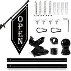 OPEN Flag with Pole Kit, Double-Sided Heavy Duty Hanging Banner Sign with Metal