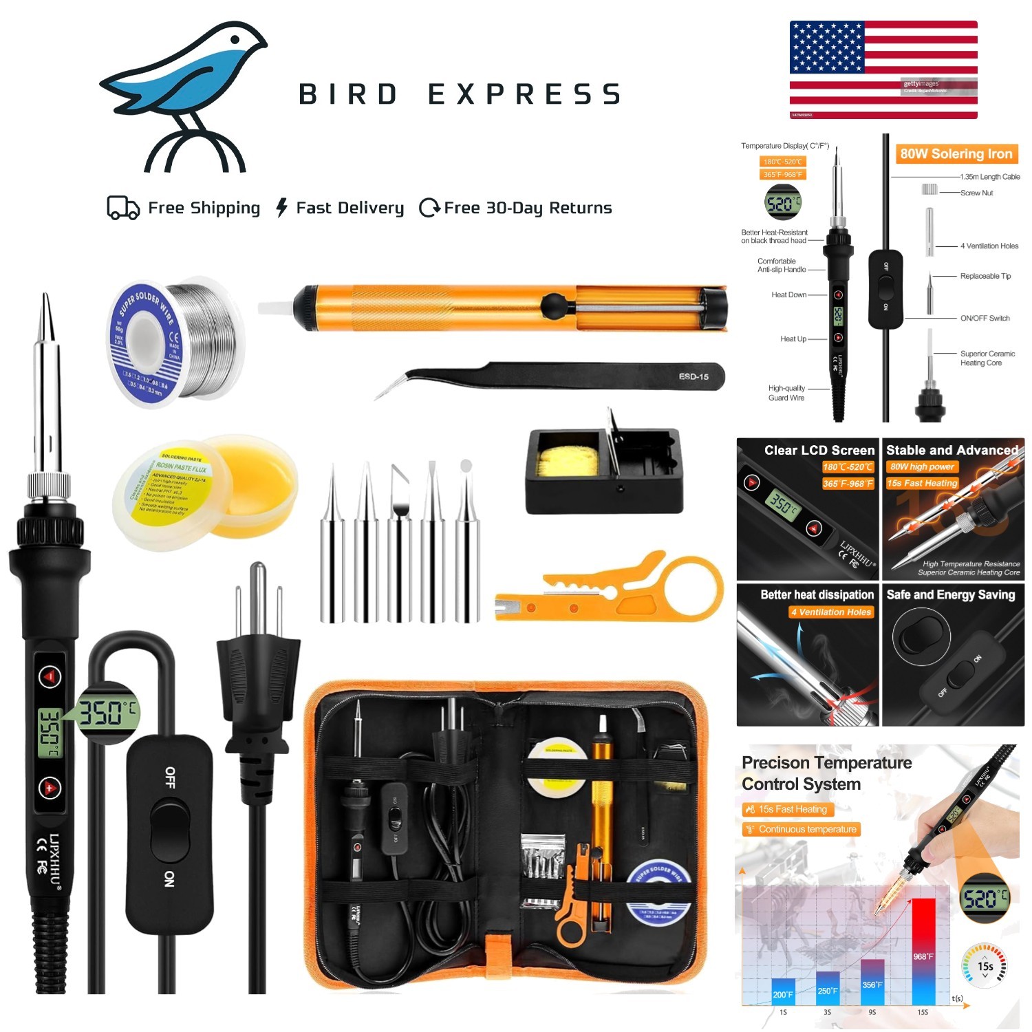 80W Digital Soldering Iron Kit w LCD Display, 13-in-1 Electronics Repair Tools gallery