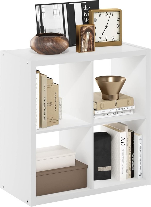 Cubicle Open Back Decorative Cube Storage Organizer, 4-Cube, White gallery