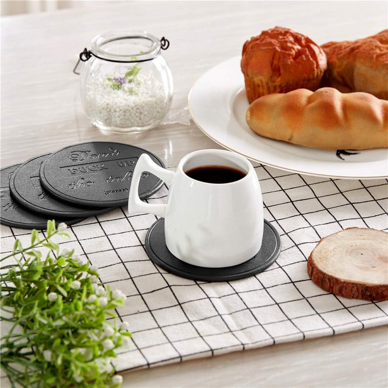 Funny Coasters, 6 Pcs Leather Coasters with Holder, Perfect Housewarming Hostes gallery