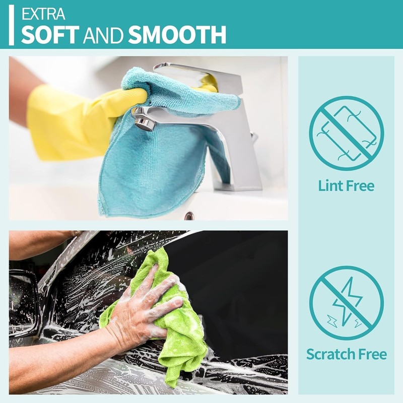 12 Pack Microfiber Cleaning Cloths - Multi-Purpose, Lint-Free, Durable & Eco-... gallery