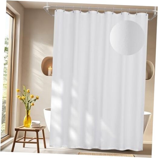 Waterproof Soft Microfiber Shower Curtain TPU 72"W x 72"L (Pack of 1) White