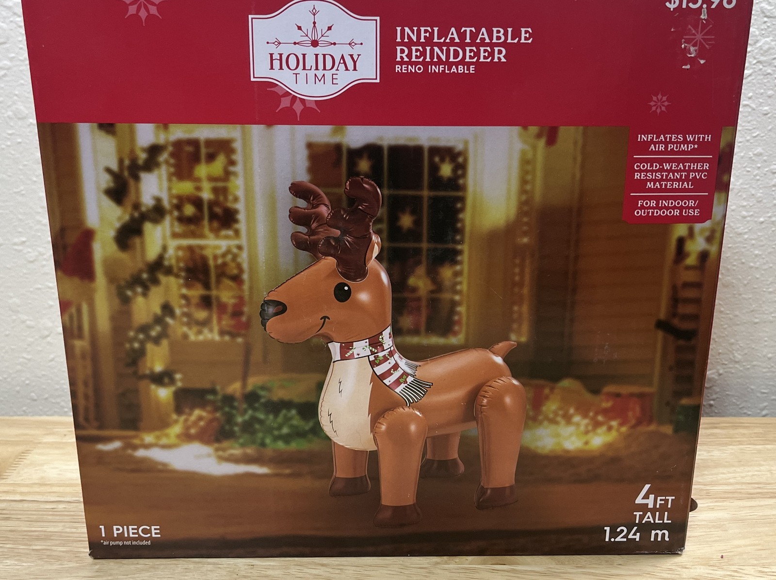 Holiday Time Inflatable Reindeer - 4 Feet Tall - Indoor Outdoor - Christmas -New gallery