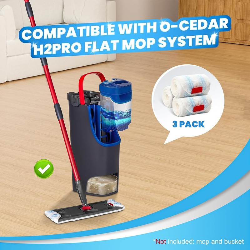 3 Pack Replacement Mop Pads for O-Cedar H2prO Flat Mop System, Machine Washable gallery