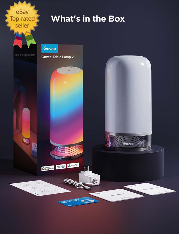 RGBIC Smart Table Lamp 2, Touch Bedside Small Table Lamp Compatible with Smartth gallery