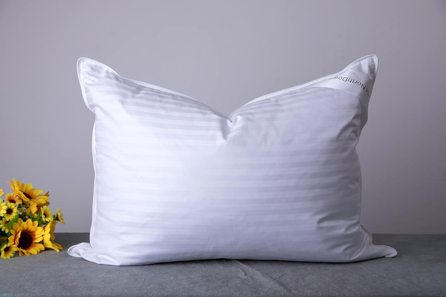 Luxury Premium Goose Down Pillows - Standard 20x26 inch - White Stripe gallery