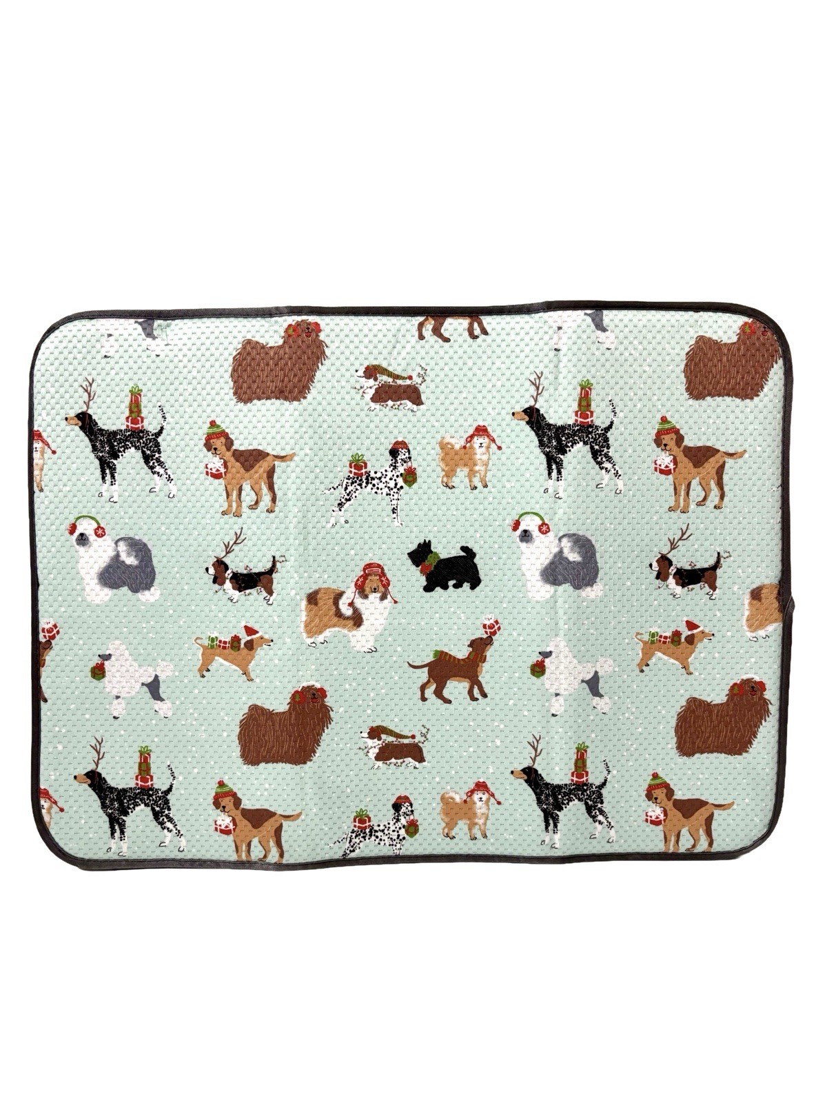 Charming Dogs Christmas Dish Drying 1 Mat 15” x 20” w/None Slip Backing - NWOT gallery