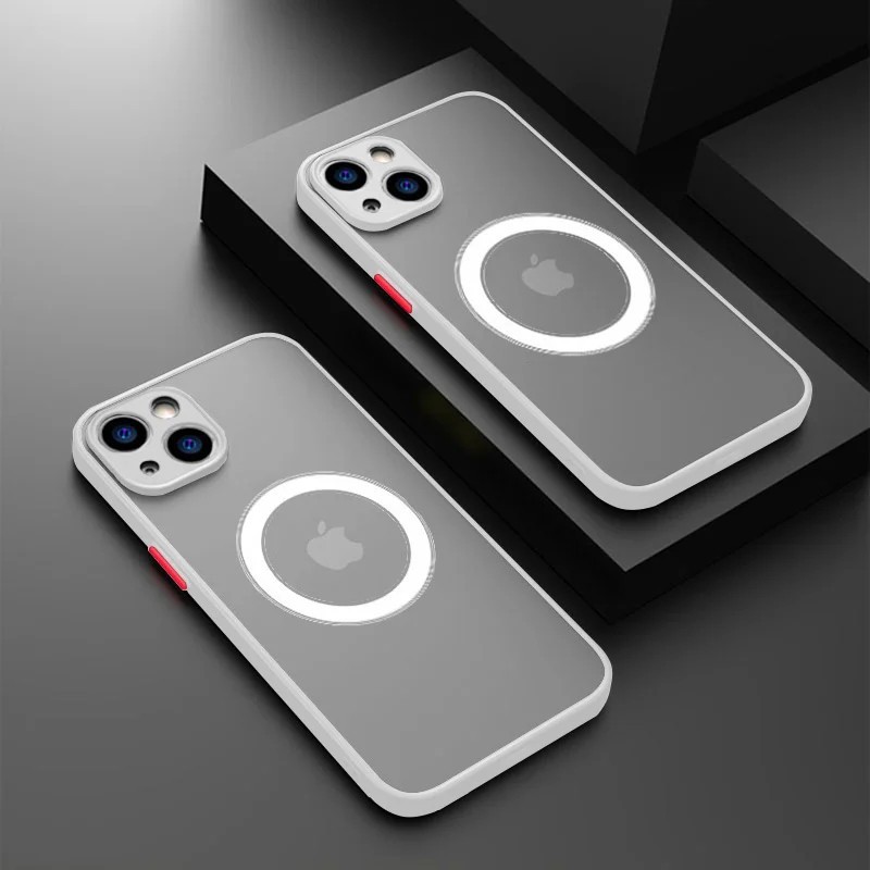 Shockproof Luxury Armor Matte MagSafe Magnetic Wireless Charging Case for iPhone