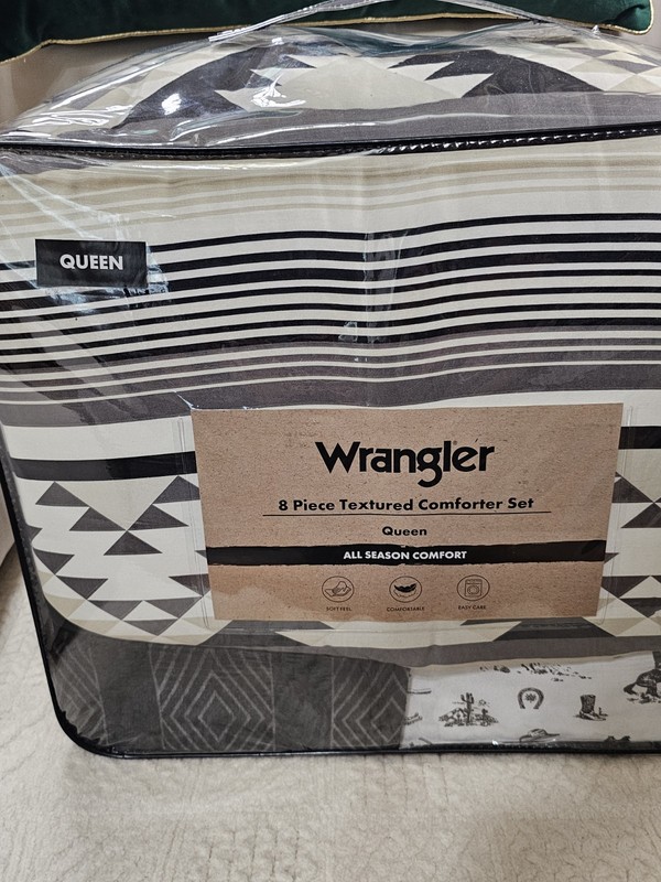 Wrangler 8 Pc Comforter Set Queen Size Black and White Striped Bedding Set New gallery