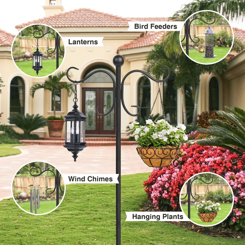 76 Inch Adjustable Double Shepherds Hooks for Outdoor Heavy Duty, Sided Garde... gallery