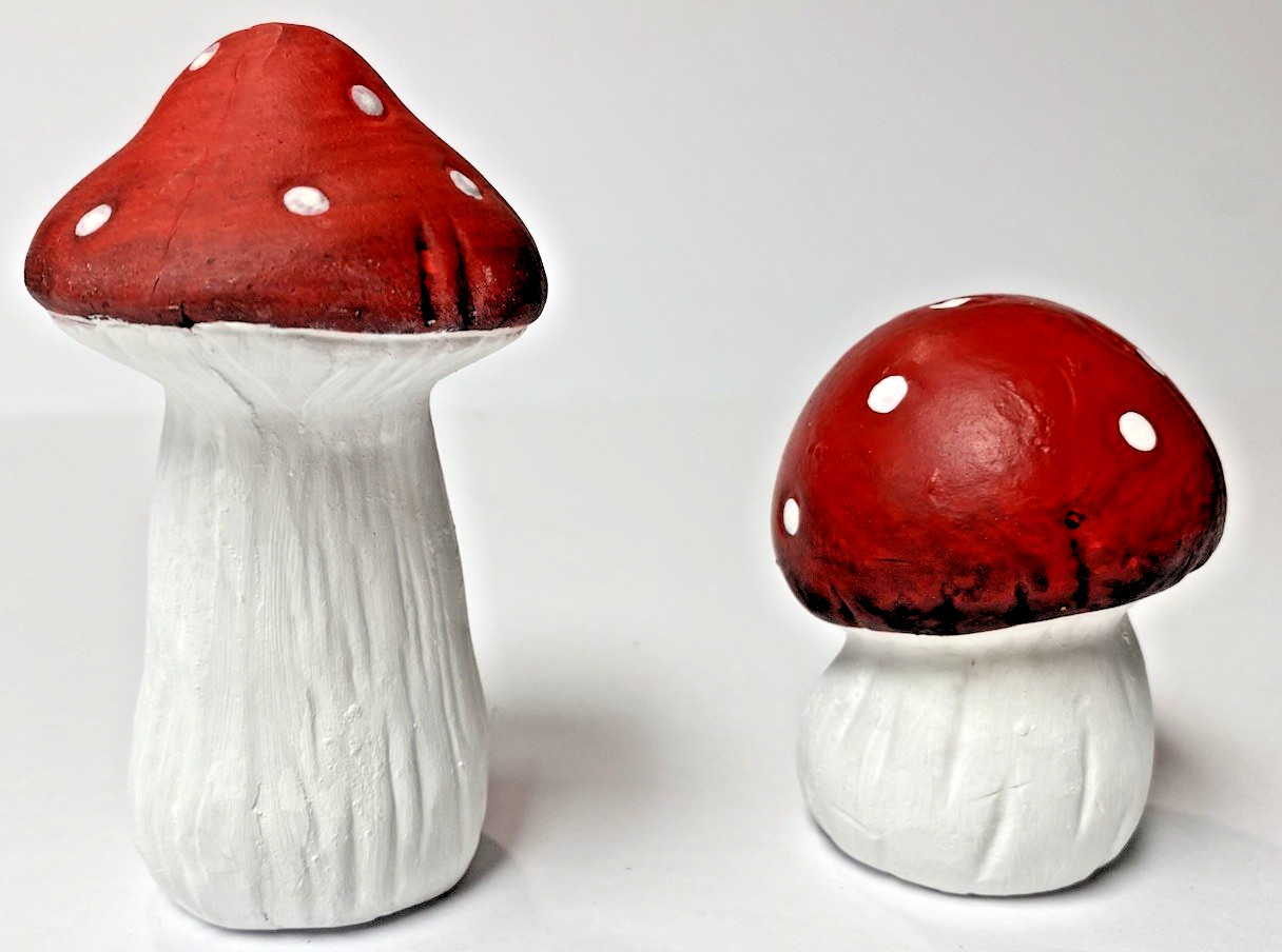 Hand Painted Terracotta Red Polka Dot Lodge Cabin Style Home Decor Mushrooms gallery