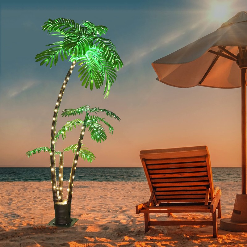 Artificial Lighted Palm Tree LED Lights Decoration 6ft for Home Patio Party Xmas gallery