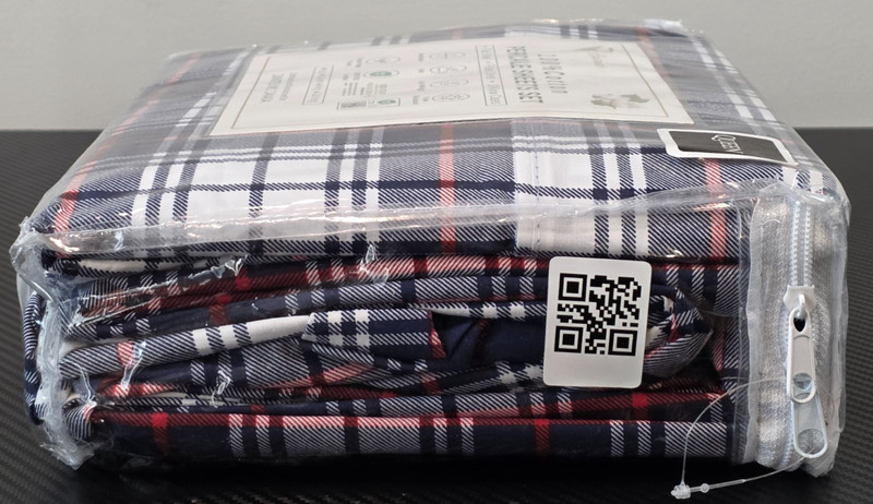 Ruvanti 100% Cotton Percale Sheets Set Queen Size 4 Piece Prussian Plaid gallery