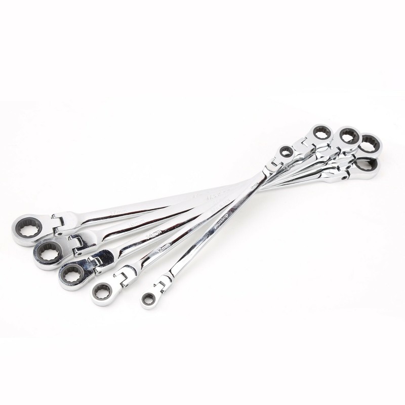 5Pcs Double Box End Ratcheting Wrench Degree Flexible Head Non Reversible Design gallery