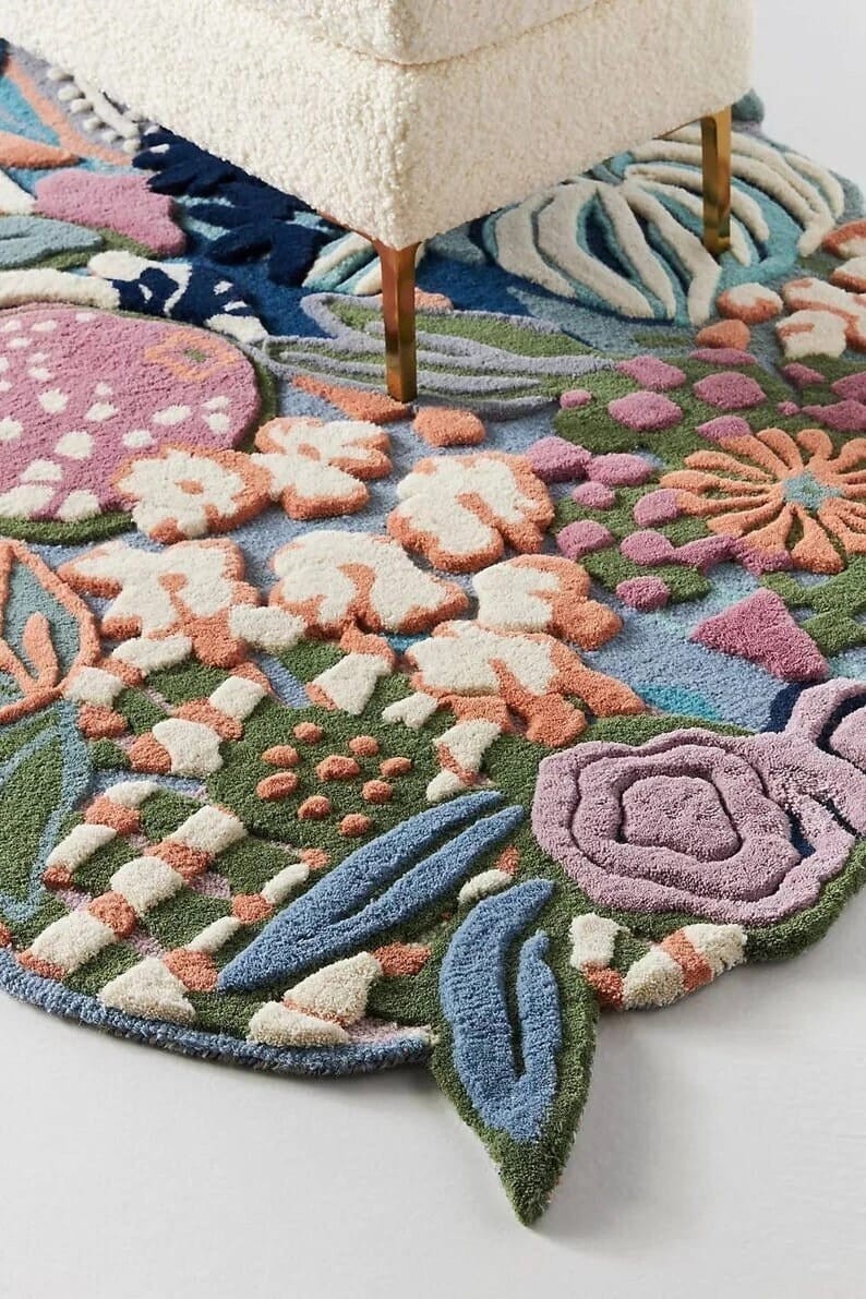 Swirl Irregular Hand Tufted Carpet |Handmade Area Rug|3x5|6x9 gallery