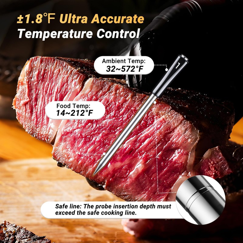Wireless Meat Thermometer with 4 Probes, WiFi Meat Thermometer Digital Wirele... gallery