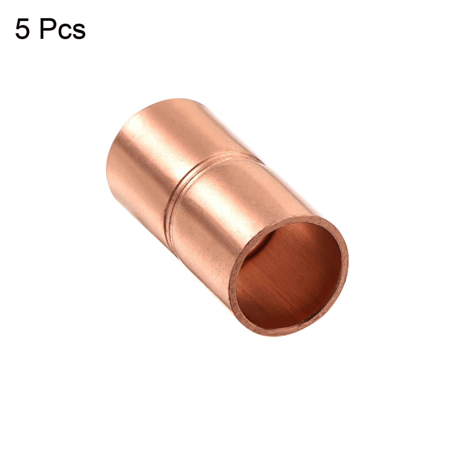 1/4"ID Welding Joint Copper Coupling Fittings w Rolled Tube Stop Sweat Ends,5pcs gallery
