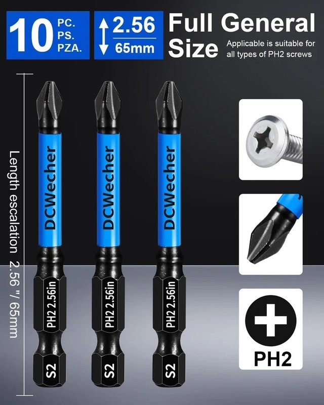 10-Pack 2 Phillips Bits for Impact Driver, 2.5-Inch Magnetic Drill Screwdriver B gallery