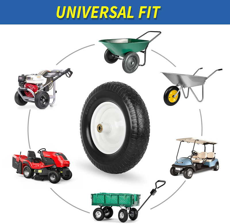 16" Solid Wheelbarrow Tire, 4.80/4.00-8" Flat-Free Tire and Wheel, 6" Centered H gallery