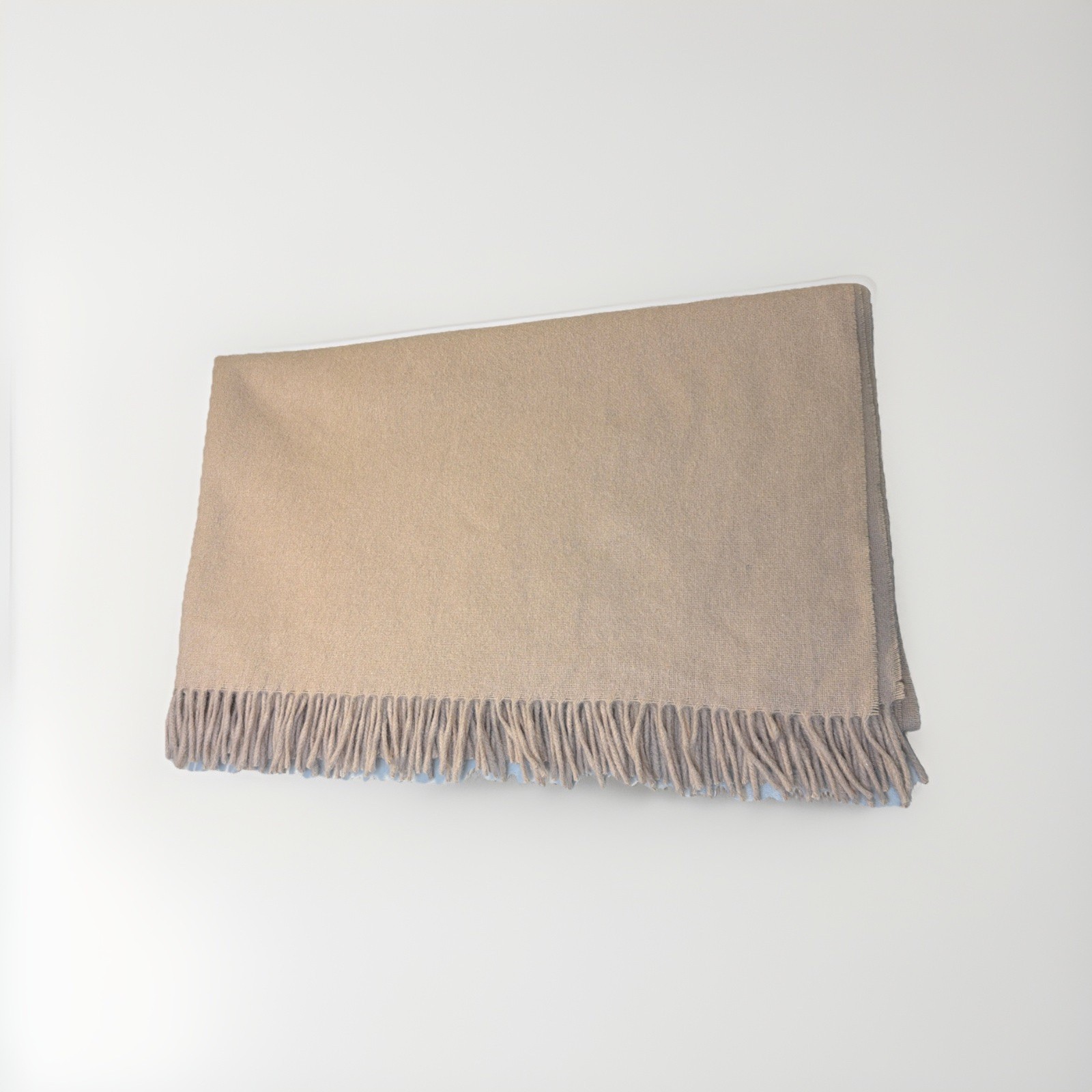 ALICIA ADAMS ALPACA THROW BLANKET FRINGE Natural Alpaca Wool Blend Warm Beige gallery