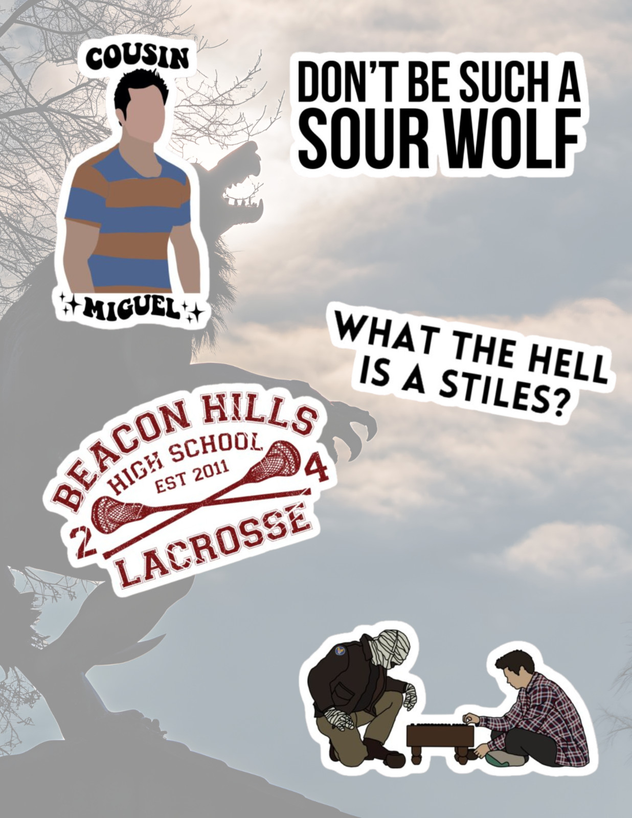 Teen Wolf TV Series 4pc Sticker Pack gallery