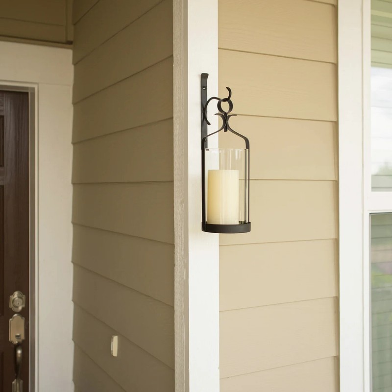 Black Hurricane Glass Wall Mounted Sconce Candle Holder Decor gallery