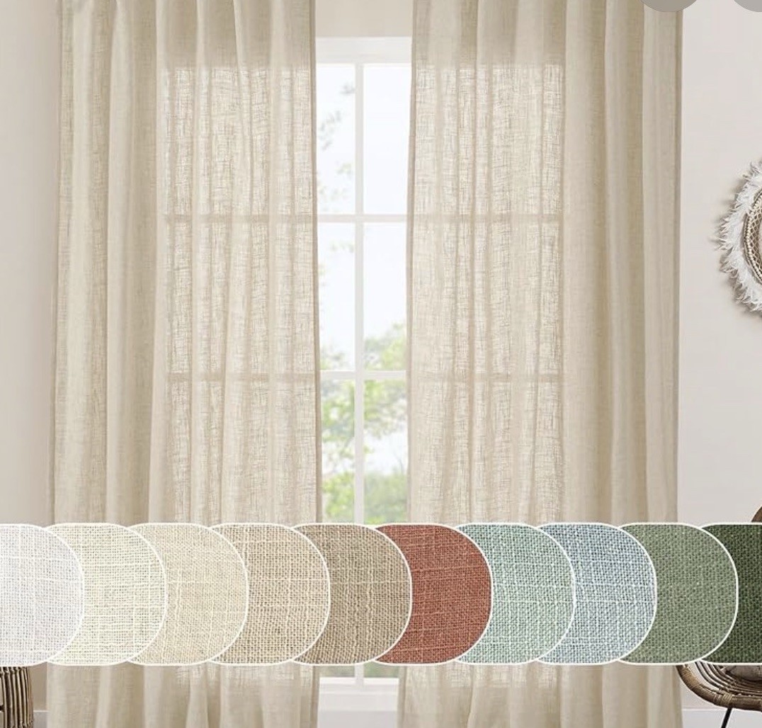 Light Filtering faux Linen Curtains Teal/green New In Package 52inX108in 2panels gallery