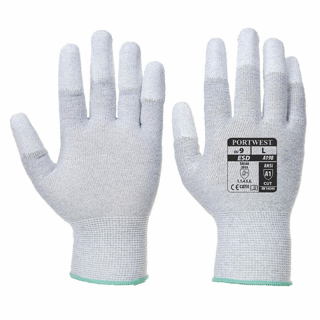 Portwest A198 Antistatic Safety Work Gloves PU Non Slip Fingertip Coating ANSI gallery