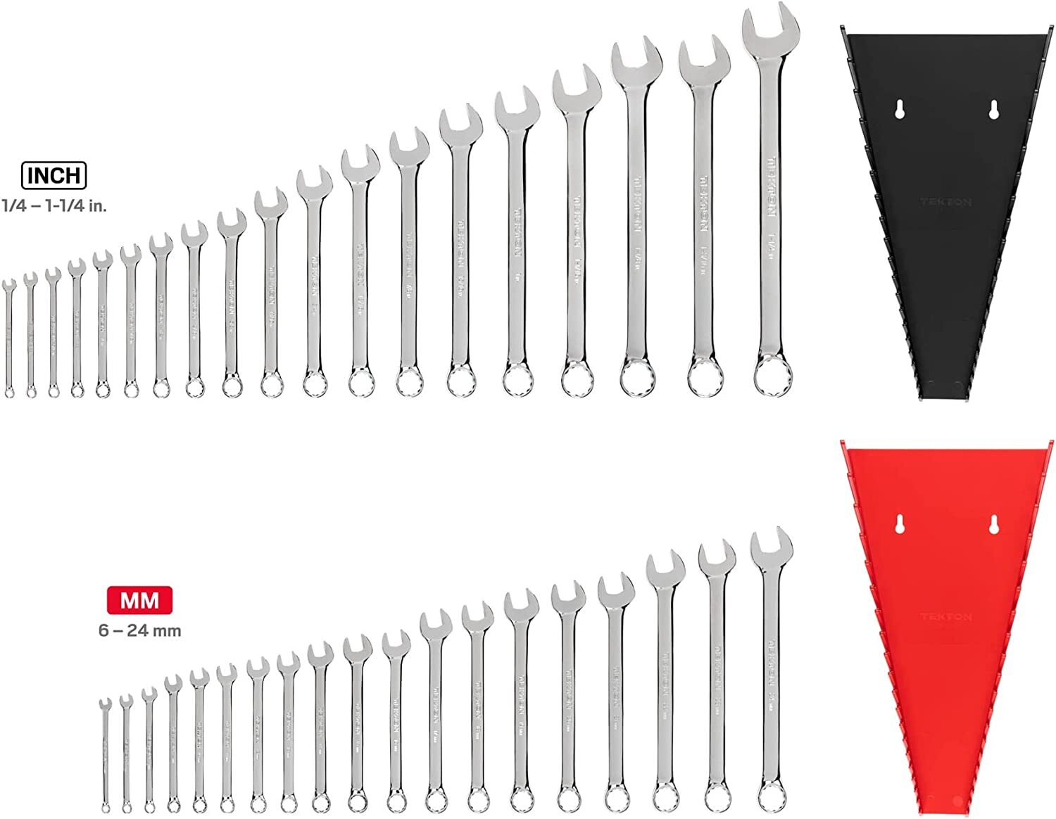 TEKTON Combination Wrench Set, 38-Piece (1/4 - 1-1/4 in., 6-24 mm) - | WCB91302 gallery
