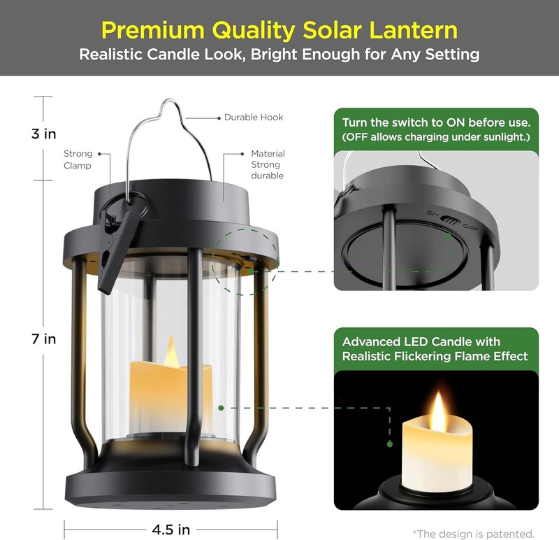 LED Solar Lantern Hanging Lights Outdoor Yard Patio Garden Waterproof Decor Lamp gallery