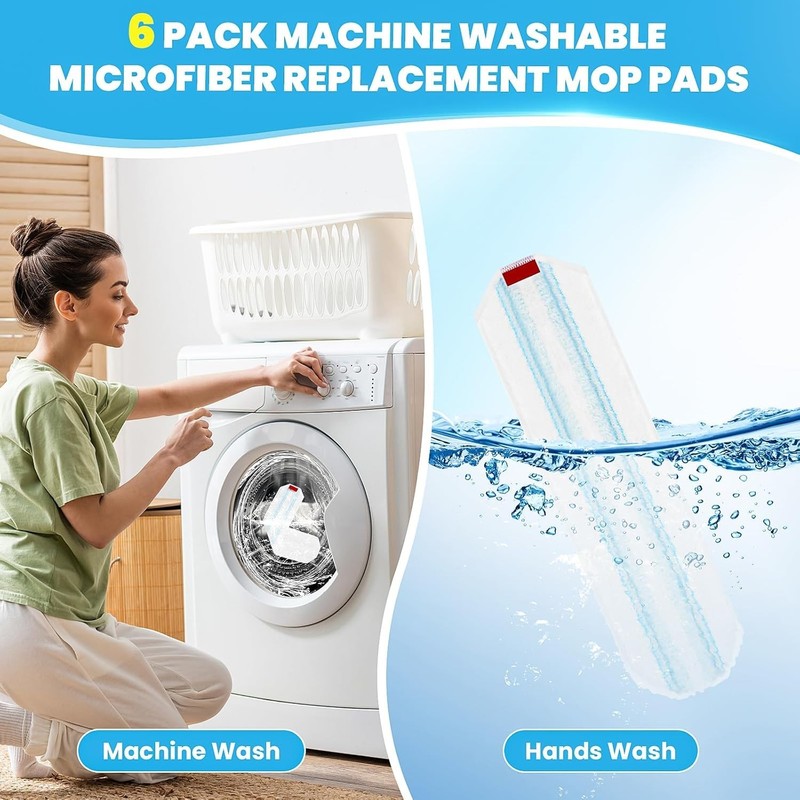 6 Pack Replacement Mop Pads for O-Cedar H2prO Flat Mop System Machine Washable gallery