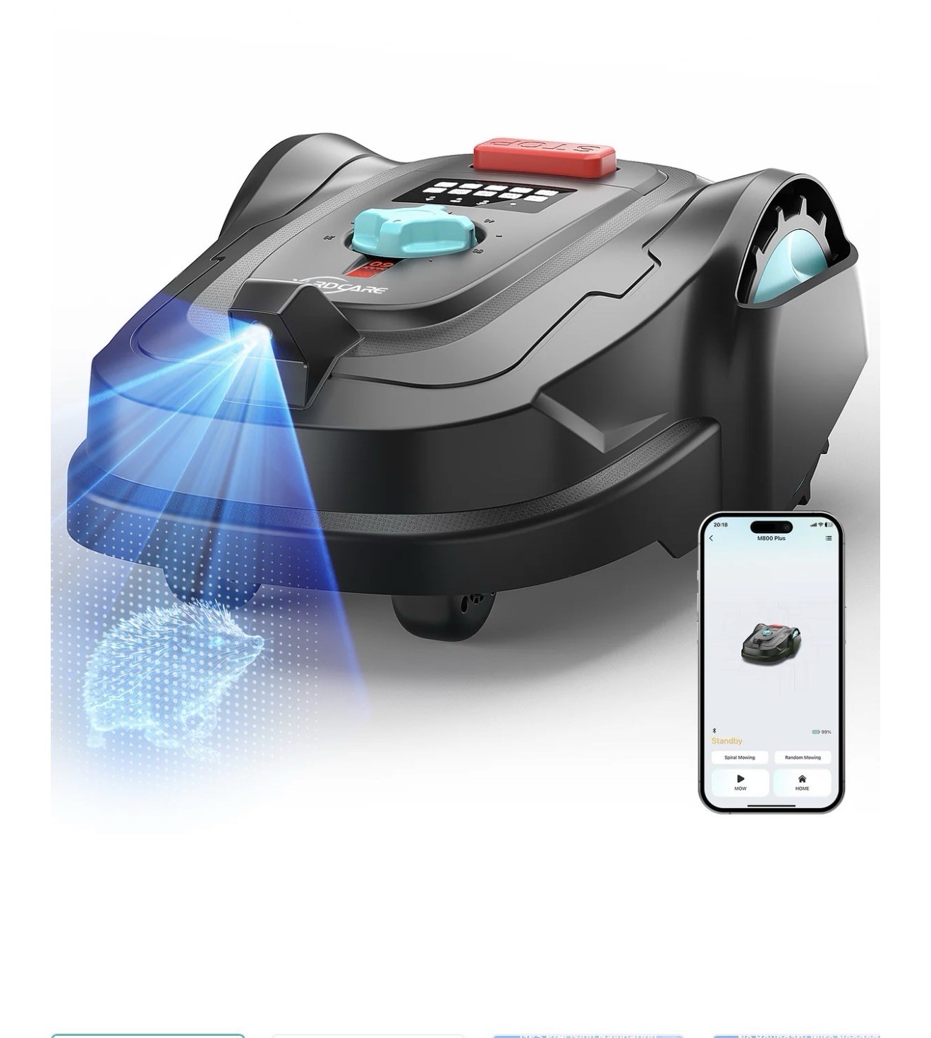 Yardcare M800Plus Robotic Lawn Mower Black GPS Navigation Collision Avoidance gallery