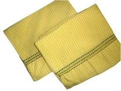 VINTAGE CUSTOM YELLOW & BLACK GINGHAM CHECKS (2) STANDARD PILLOWCASES 19X30
