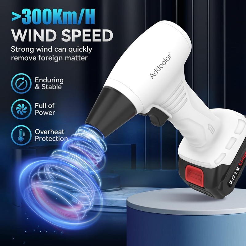 Battery Powered Leaf Blower with Fast Charger and Adjustable Speed Features gallery