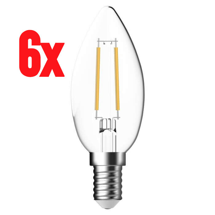 6 x LED Filament Candle E14 Bulb Lamp 4W=40-Watt Fixture Light 500lm Cool White gallery