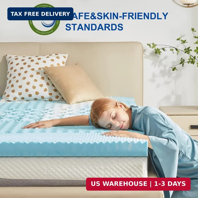 SINWEEK 2 Inch Mattress Topper 5-Zone Memory Foam Mattress Topper Pressure Relie gallery
