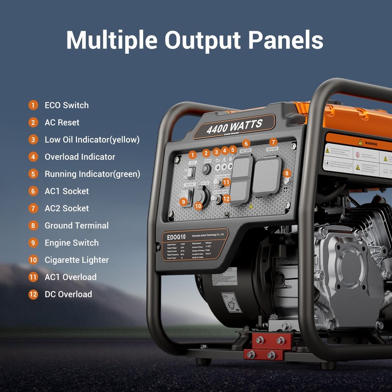 4000W Gas Inverter Generator Open Frame ECO Mode Home/Camping Use Generator NEW gallery