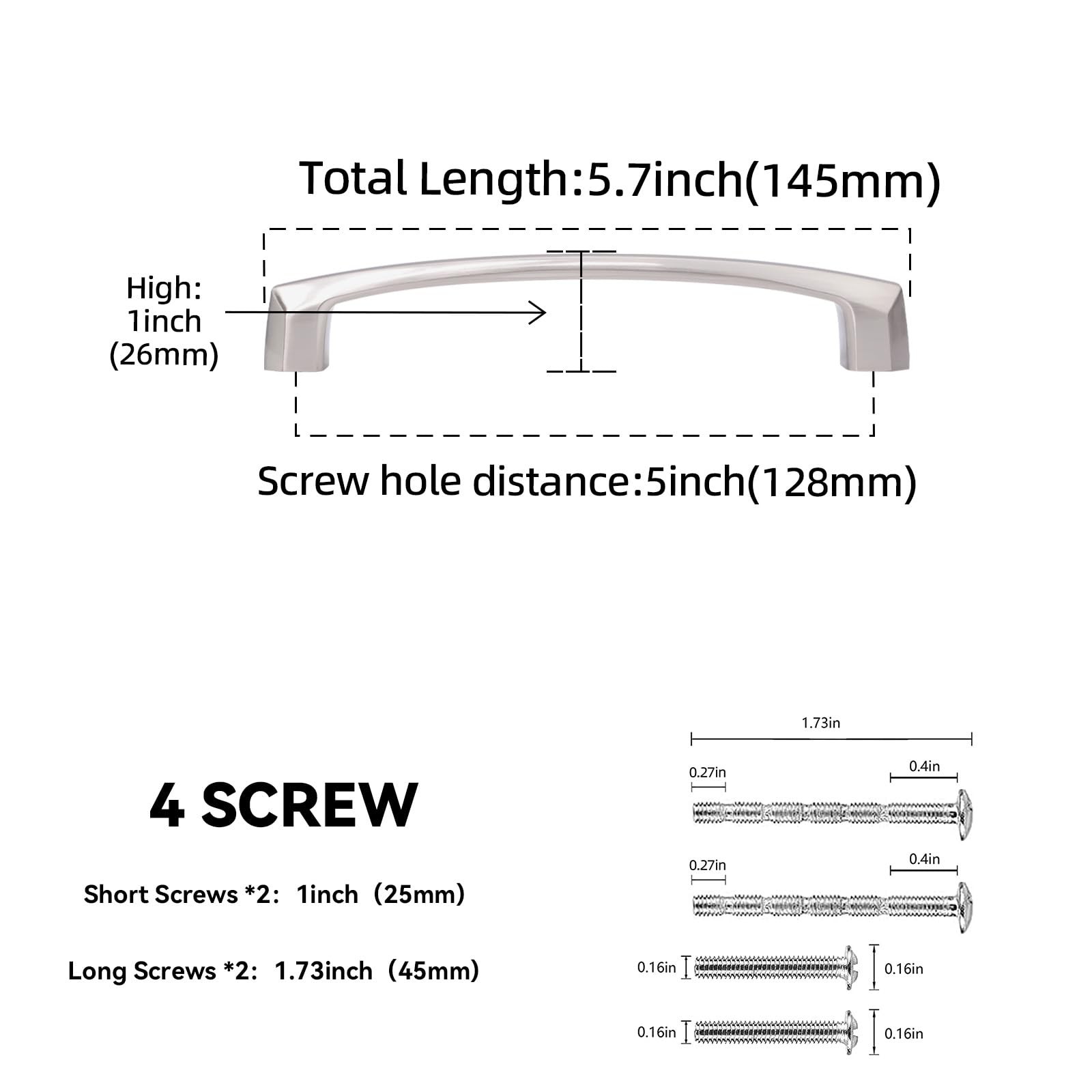 BUKOBYHE 10 Pack 5 Inch Kitchen 5'' Hole Center(128mm), Brushed Satin Nickel gallery