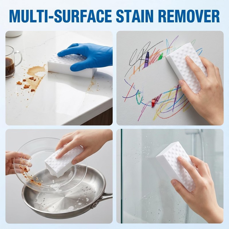 High-Density Melamine Sponge Eraser Set 50 Pack Nano Cleaning Pads Multi-Surface gallery