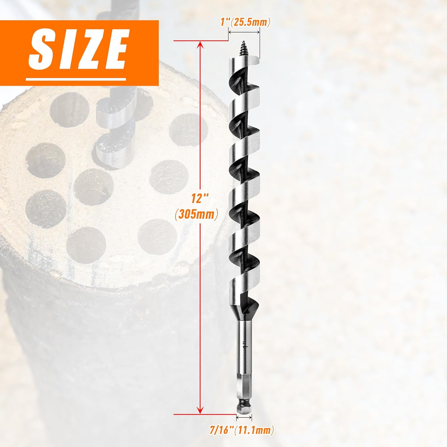 1 Inch X 12 Inch Auger Drill Bit for Wood,1 Inch Hex Shank Ship Auger Long Drill gallery